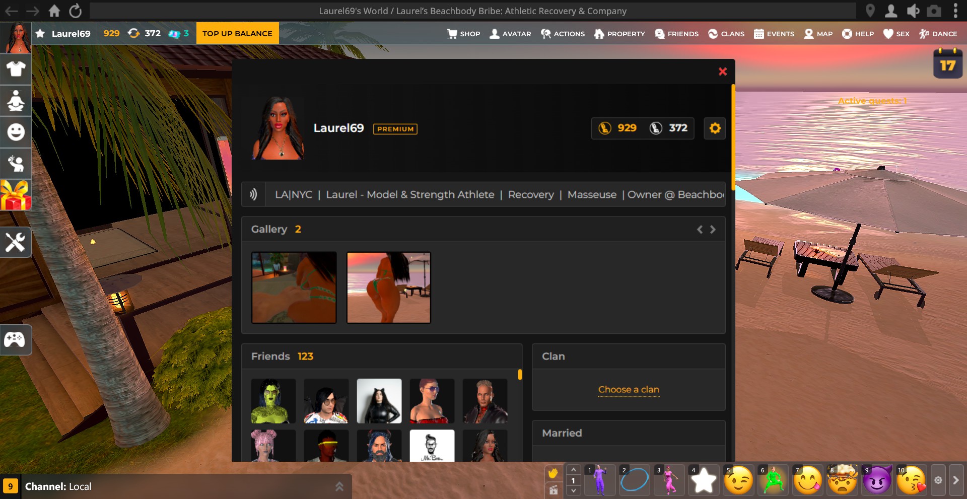 Example of a character profile screenshot